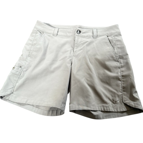 Under Armour women’s stretch golf/activity shorts, size 10, tan, zip/button - Picture 3 of 9